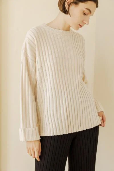 dusk edge pullover sweater -Aggie Ribbed Sweater