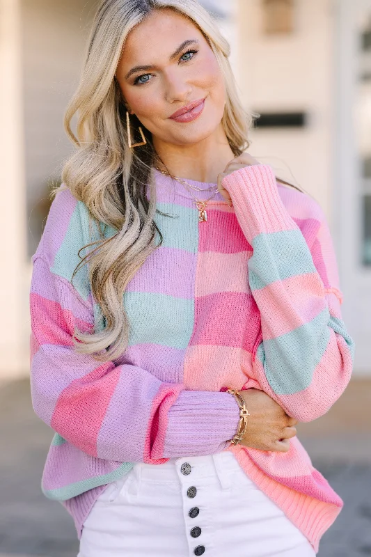 olive bold pullover sweater -All About You Mint & Coral Striped Sweater