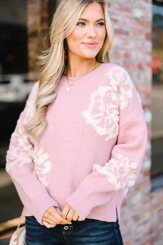 oatmeal calm pullover sweater -All This Love Pink Floral Sweater