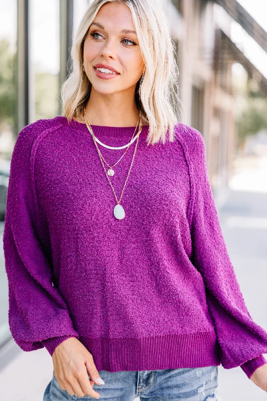 nickel bold pullover sweater -Better Than Basic Magenta Pink Textured Sweater