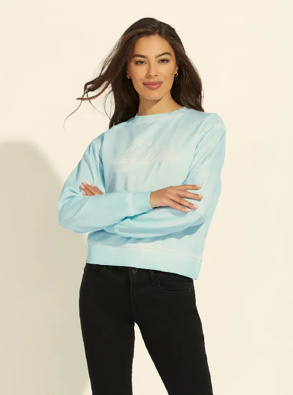 coral trim pullover sweater -Blue Valerya Logo Jumper