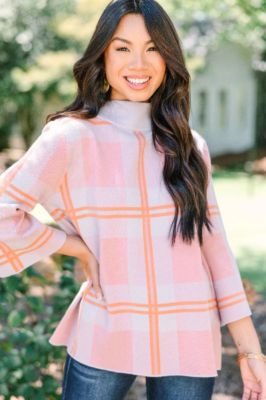 plus flow pullover sweater -Fate: Bring You Back Orange Plaid Sweater