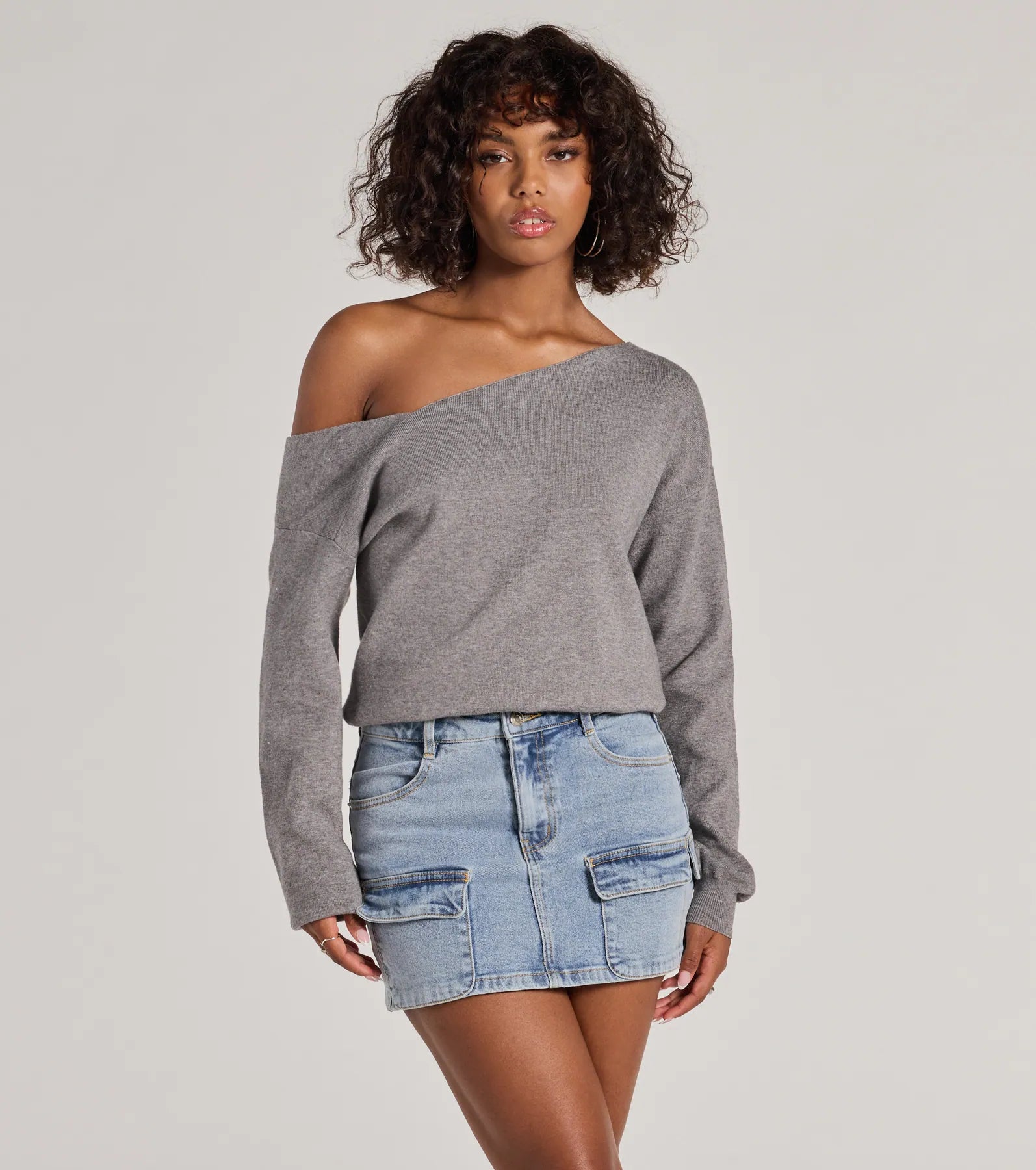 mauve luster pullover sweater -Casual Charm Asymmetrical Pullover Sweater