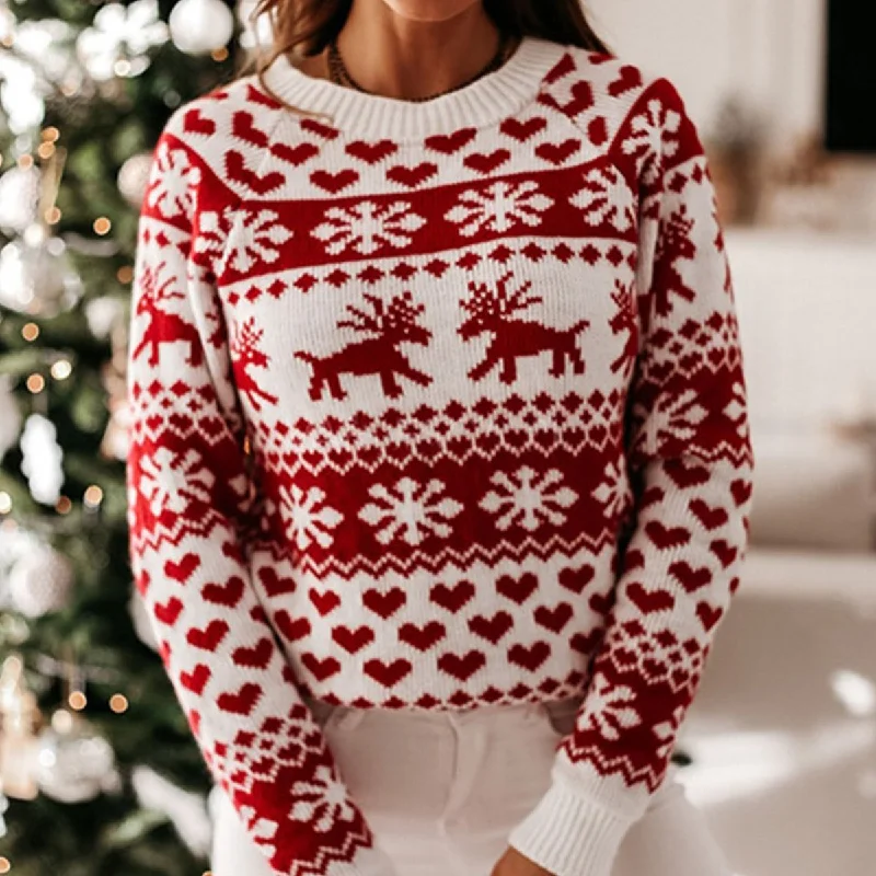 flare trim pullover sweater -TastyHottie - Christmas Raglan Sleeve Sweater