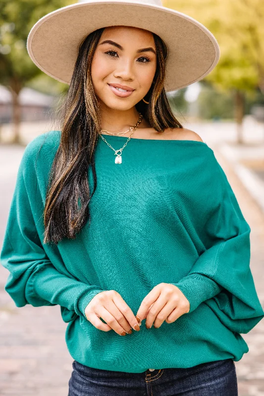 seam vivid pullover sweater -Come On Over Emerald Green Sweater