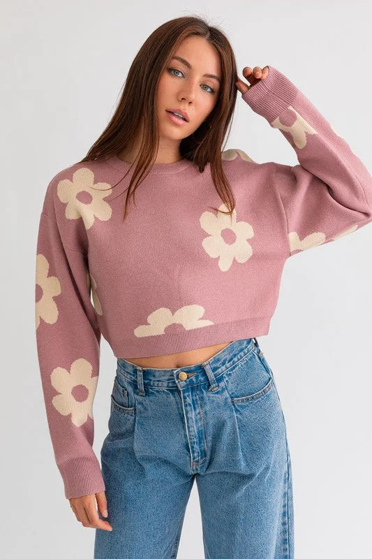 pearl cozy pullover sweater -Cute As A Daisy Cropped Sweater