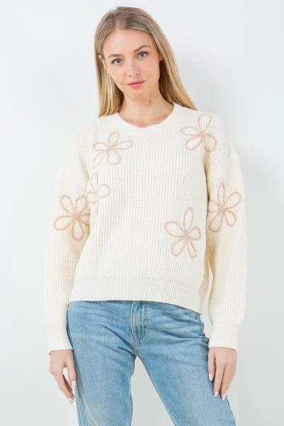 shale cozy pullover sweater -Daisy Detail Sweater