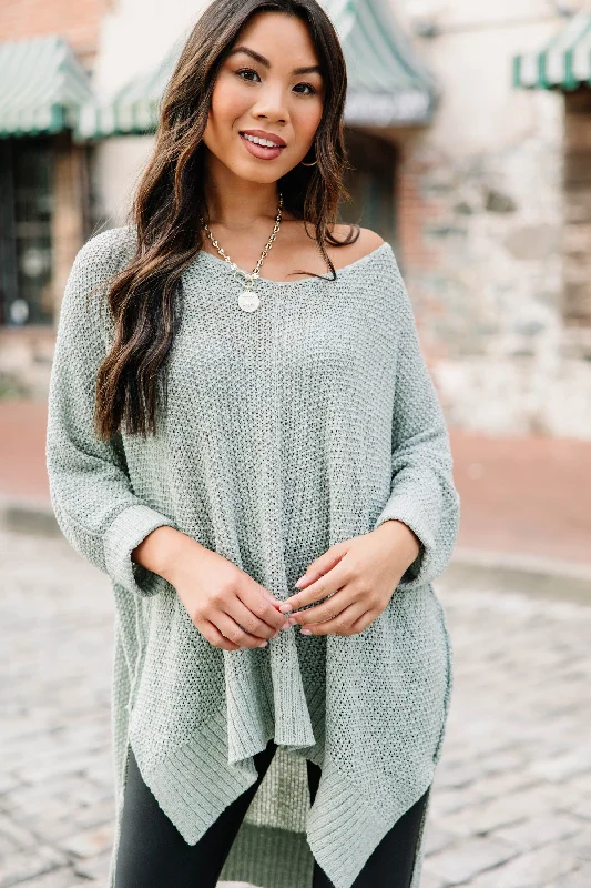 indigo snug pullover sweater -Don't Waste A Moment Light Olive Green Oversized Sweater