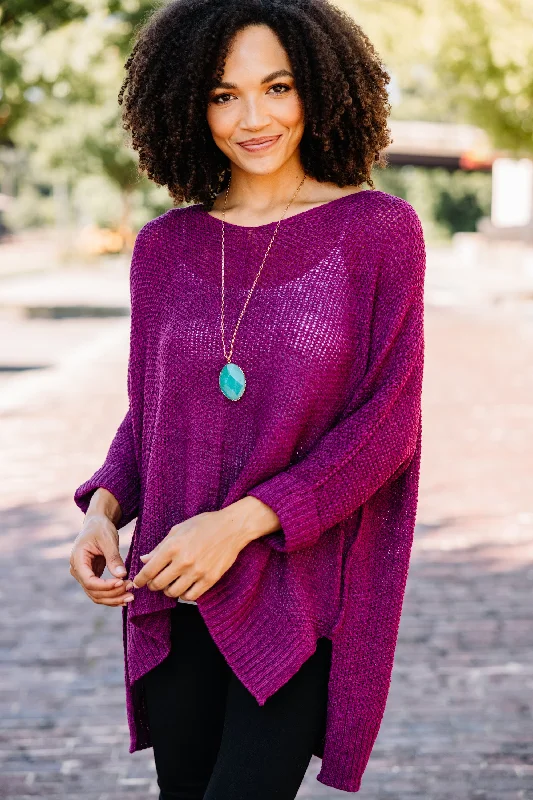 camel striking pullover sweater -Don't Waste A Moment Magenta Purple Oversized Sweater