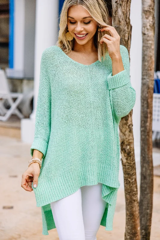 lilac sleek pullover sweater -Don't Waste A Moment Mint Green Oversized Sweater