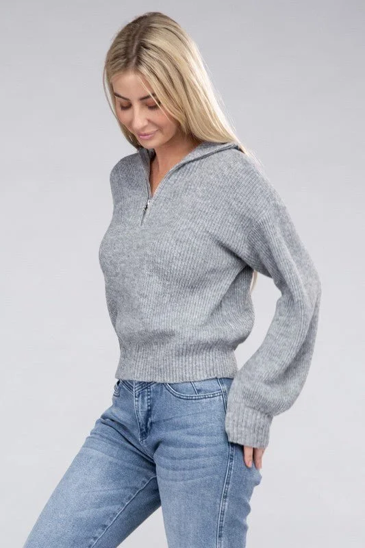 sepia charm pullover sweater -Easy-Wear Half-Zip Pullover