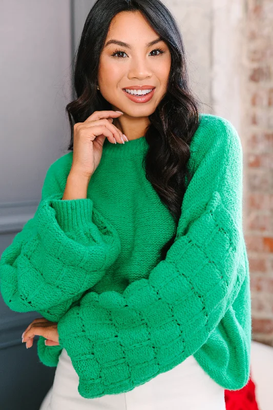 scarlet radiant pullover sweater -Feeling Close To You Kelly Green Textured Sweater