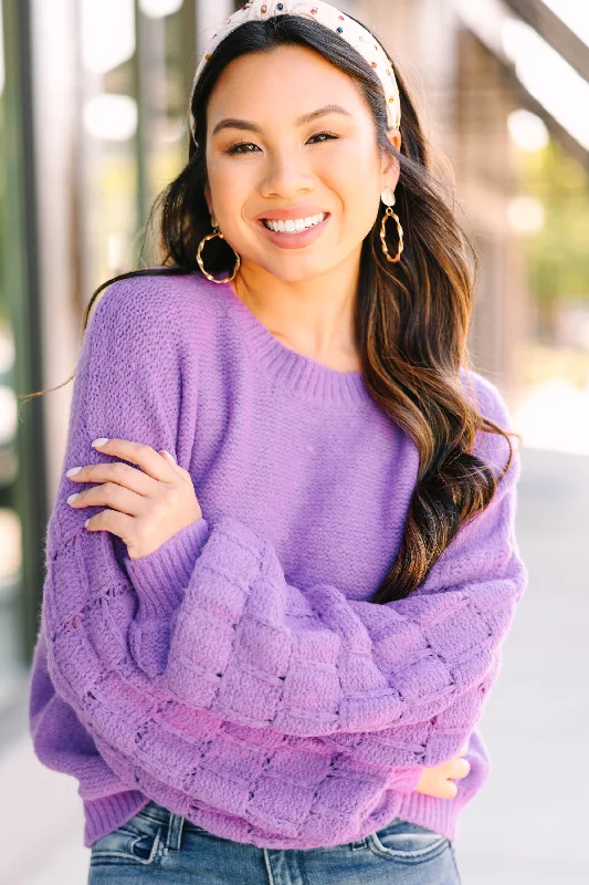 pearl cozy pullover sweater -Feeling Close To You Orchid Purple Textured Sweater