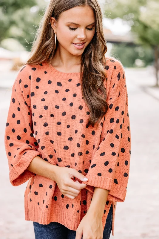 refined durable pullover sweater -Get Moving Canyon Clay Orange Spotted Sweater