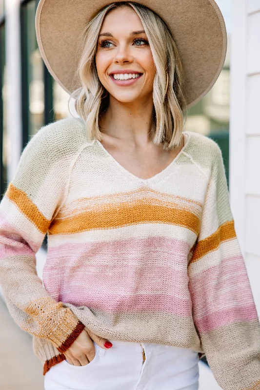 paprika pop pullover sweater -Good Days Ahead Mustard Yellow Striped Sweater