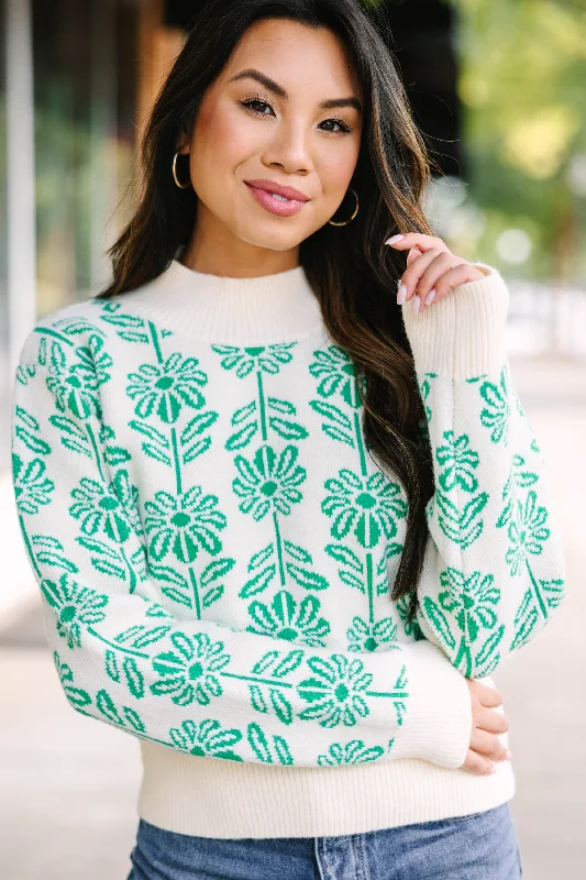 vivid glow pullover sweater -Have You Here Green Floral Sweater