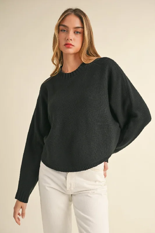 navy gleam pullover sweater -Marina Sweater - Black