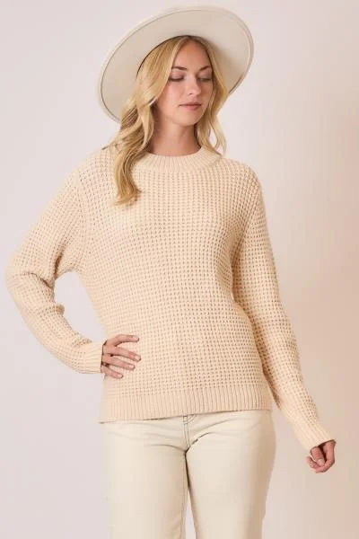 petite snug pullover sweater -Roberto Waffle Sweater