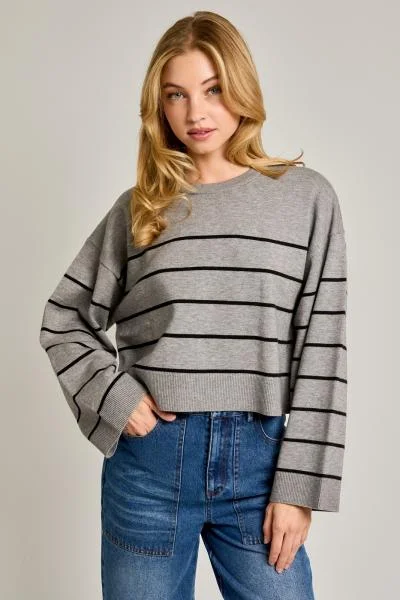 snug weave pullover sweater -Tucco Striped Sweater