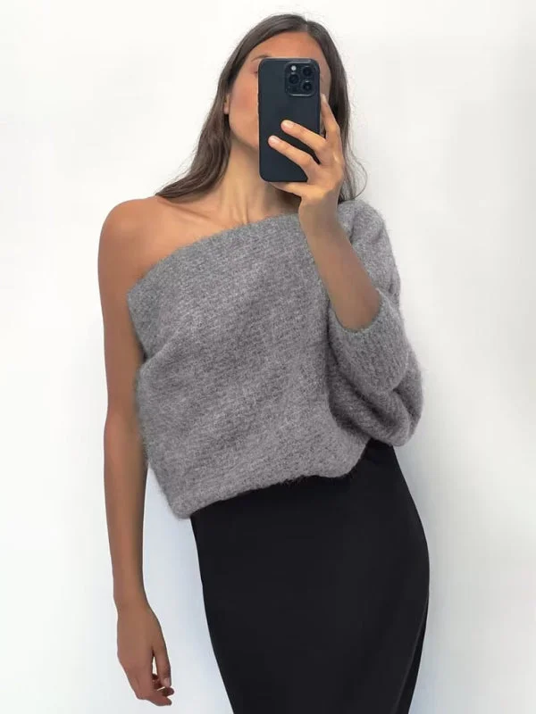 puff bold pullover sweater -TastyHottie - Women's Style Asymmetrical Knitted Sleeve Long Sleeve One Sleeve Sweater top