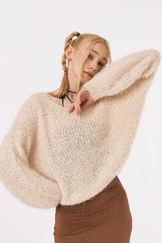 chalk rest pullover sweater -Zoe Fuzzy Sweater Top