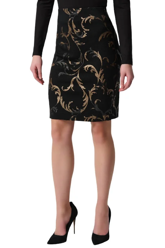 mosaic-cotton skirts bold -mosaic-cotton skirts bold -Baroque Print Skirt In Black/gold