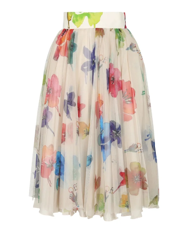 skirts kids starry dusk -skirts kids starry dusk -Floral Pleated Midi Skirt