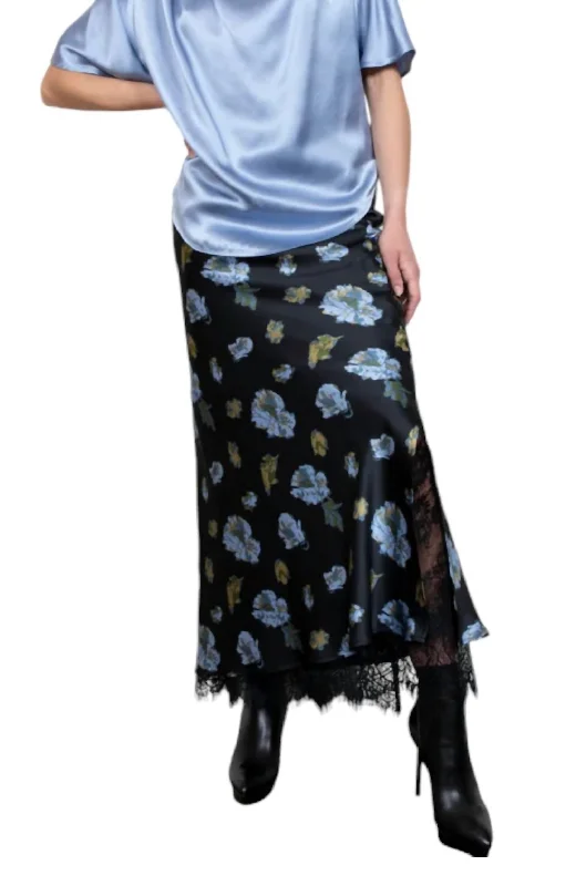 saffron skirts vibrant glow -saffron skirts vibrant glow -Forgiven Floral Slip Skirt In Black