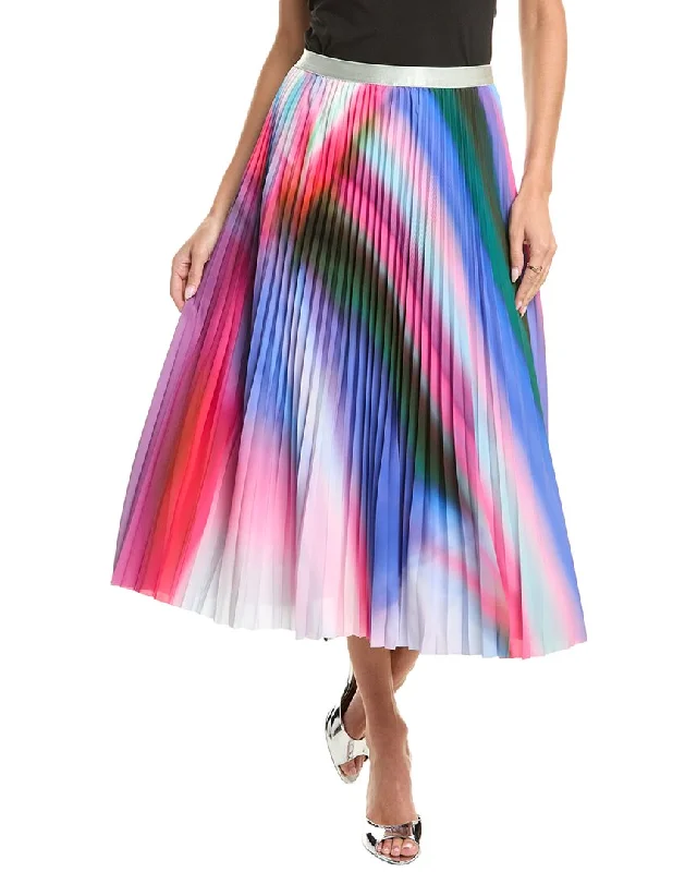 skirts with spliced hems -skirts with spliced hems -Gracia Rainbow Pleated Skirt