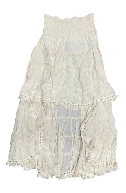 skirts with twisted hems -skirts with twisted hems -Wc Parchment High-Low Skirt In White