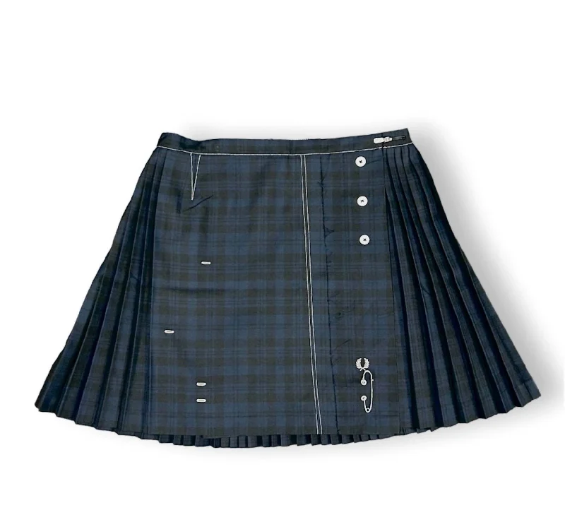 skirts with lattice hems -skirts with lattice hems -Women's Tonal Tartan Tennis Skirt In Black/navy