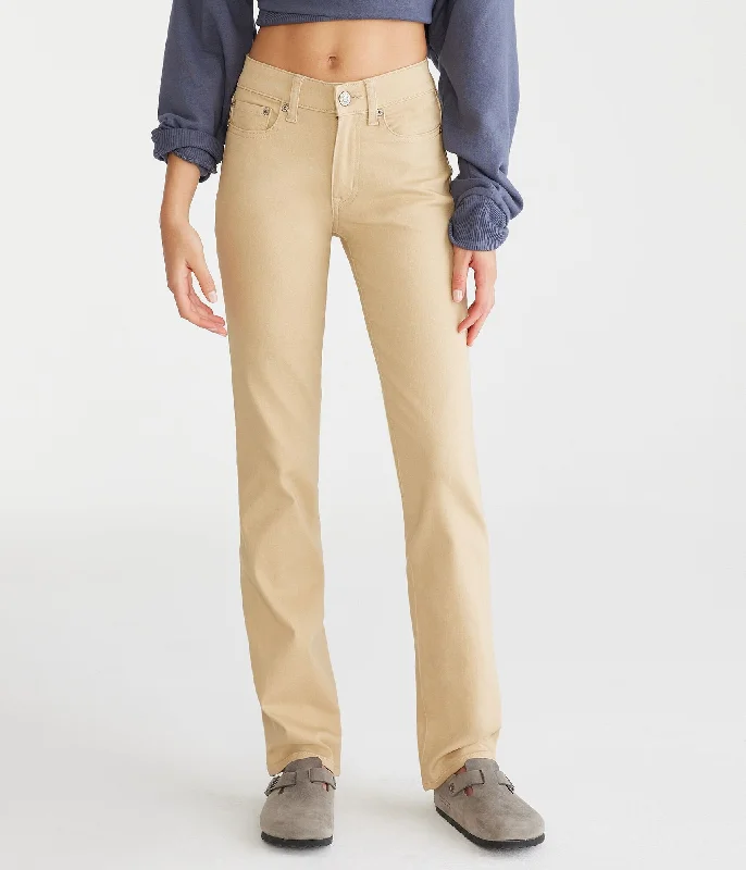 boucle-cotton pants cozy -boucle-cotton pants cozy -Aeropostale Seriously Stretchy Mid-Rise Straight Uniform Pants