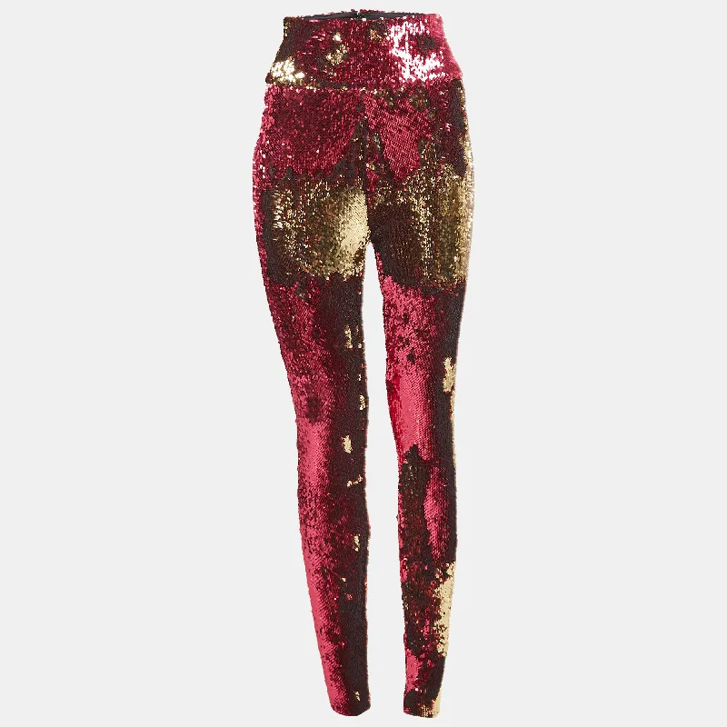 boucle-cotton pants cozy -boucle-cotton pants cozy -Alexandre Vauthier Fuchsia Pink Sequin Pants