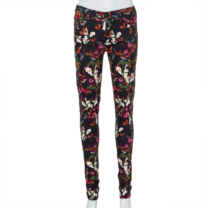 pants women twilight amber -pants women twilight amber -Alice + Olivia Black Floral Printed Denim