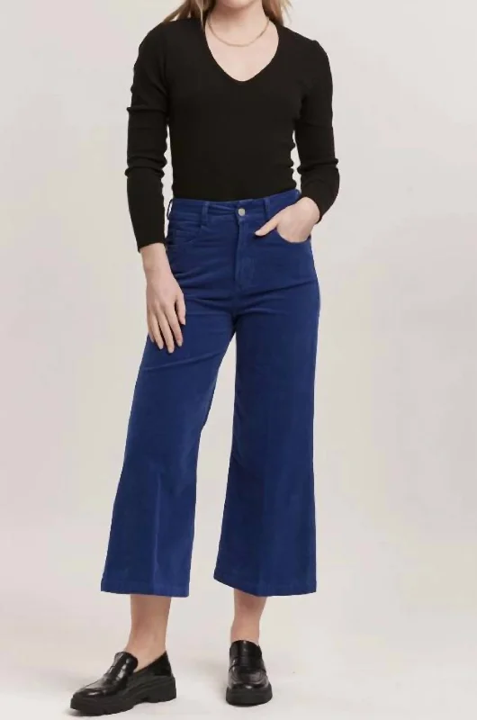 organic hemp pants eco -organic hemp pants eco -Audrey Cord In Royal Blue