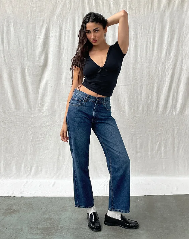 mosaic-cotton pants bold -mosaic-cotton pants bold -Mid Rise Awkward Parallel Jeans in Mid Blue Used