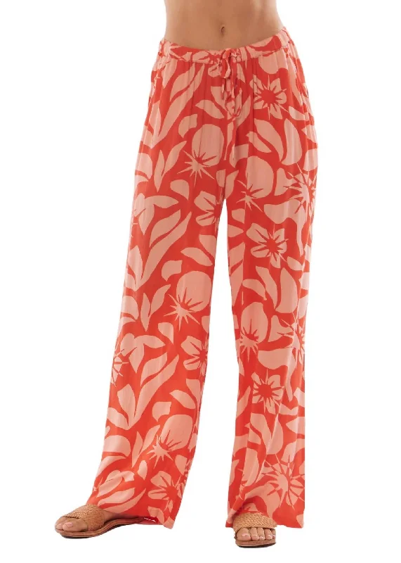 chevron-cotton pants dynamic -chevron-cotton pants dynamic -Beach Bliss Woven Pant In Tangerine