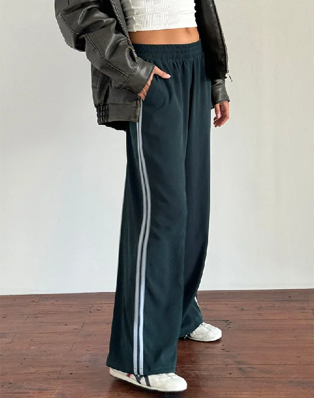 clove pants rich tone -clove pants rich tone -Bennett Trouser in Forest with Blue Stripe