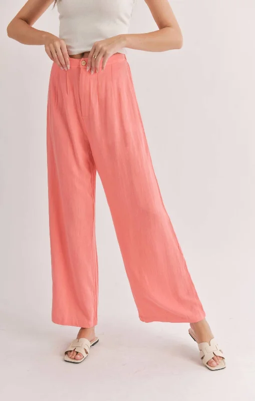 mosaic-bamboo pants bold -mosaic-bamboo pants bold -Botanical Trousers In Coral