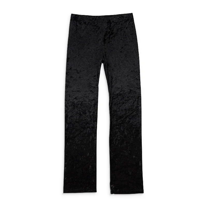 wool-bamboo pants warm -wool-bamboo pants warm -CALLIPYGIAN CRUSHED VELVET BLACK WOMEN'S STRAIGHT PANTS