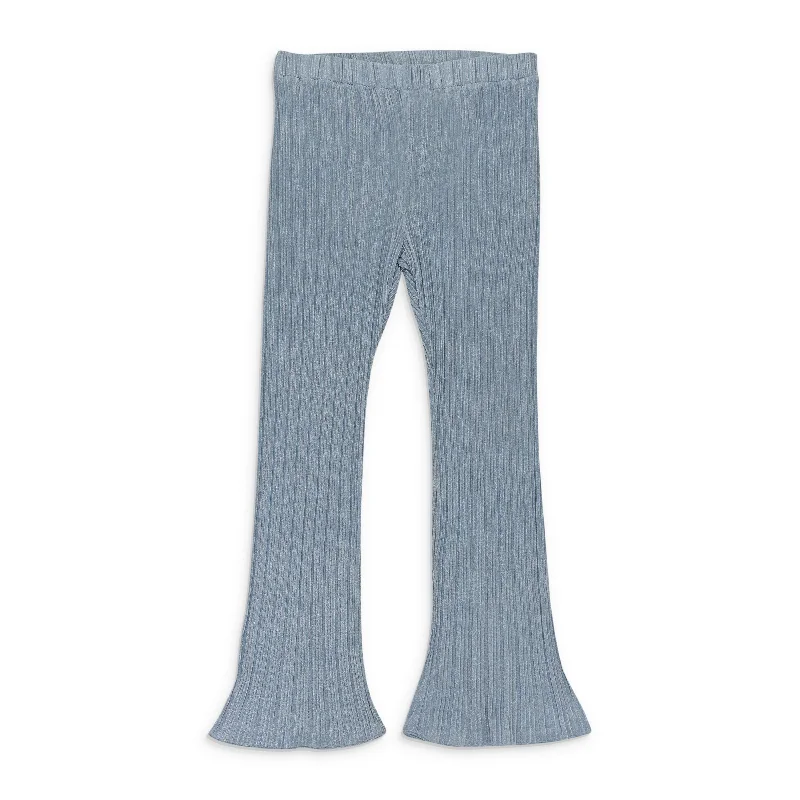 cotton-linen pants soft -cotton-linen pants soft -CALLIPYGIAN LUREX CRINKLE PALE BLUE WOMEN'S STRAIGHT PANTS