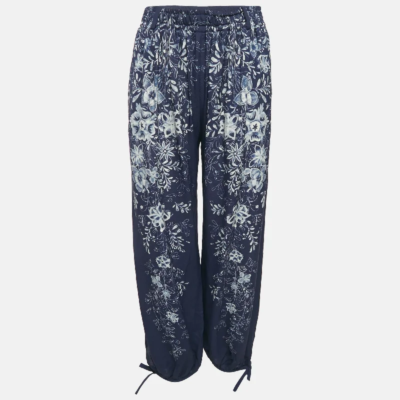 mosaic-bamboo pants bold -mosaic-bamboo pants bold -Chloé Blue/beige Floral Print Crepe Harem Pant