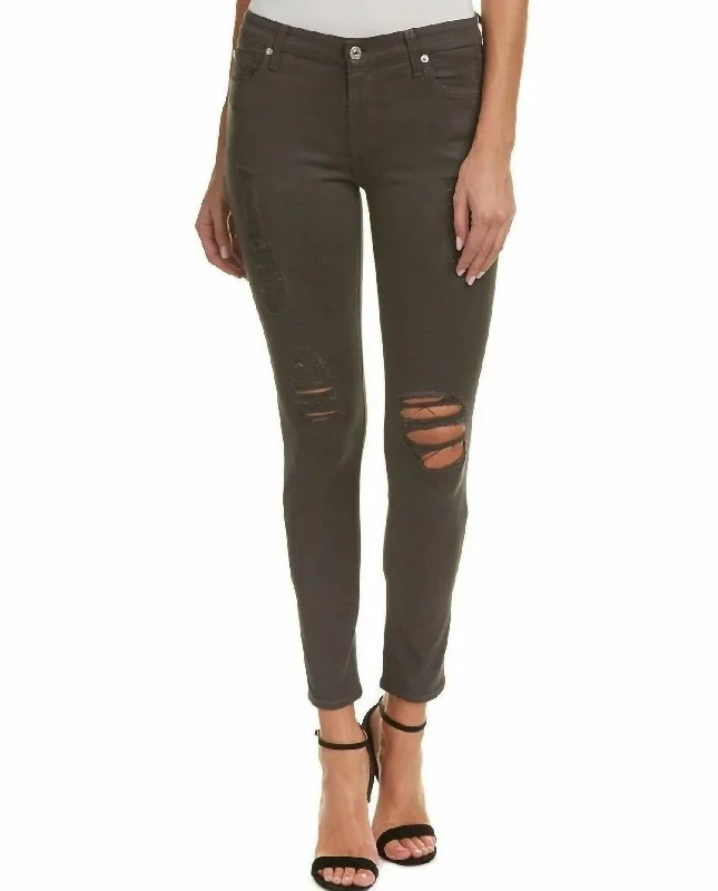 cropped pants urban vibe -cropped pants urban vibe -Coated Skinny Distressed Jeans In Gray