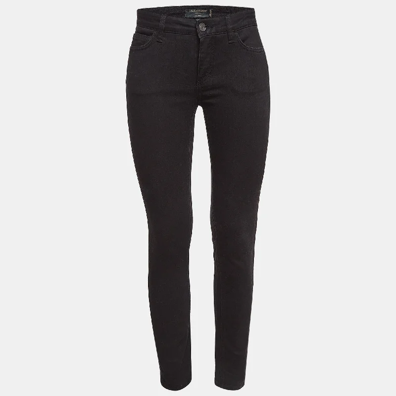 hemp-cotton pants eco -hemp-cotton pants eco -Dolce & Gabbana Black Embroidered Denim Pretty Jean