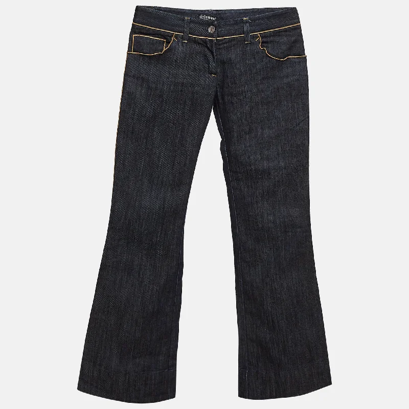 pants with vented sides -pants with vented sides -Dolce & Gabbana Blue Denim Wide Leg  Jean