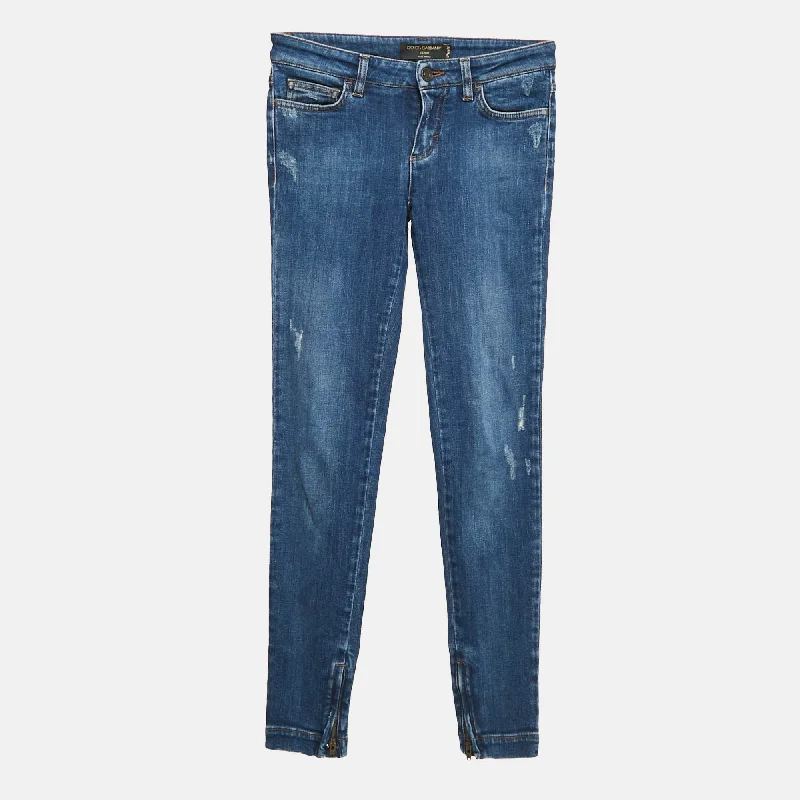 high-waisted pants beach layer -high-waisted pants beach layer -Dolce & Gabbana Blue Ripped Denim Pretty Jeans