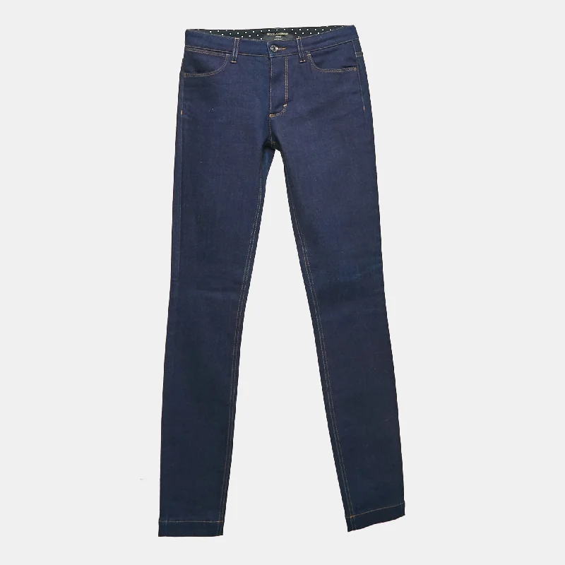 linen-bamboo pants airy -linen-bamboo pants airy -Dolce & Gabbana Navy Blue Denim