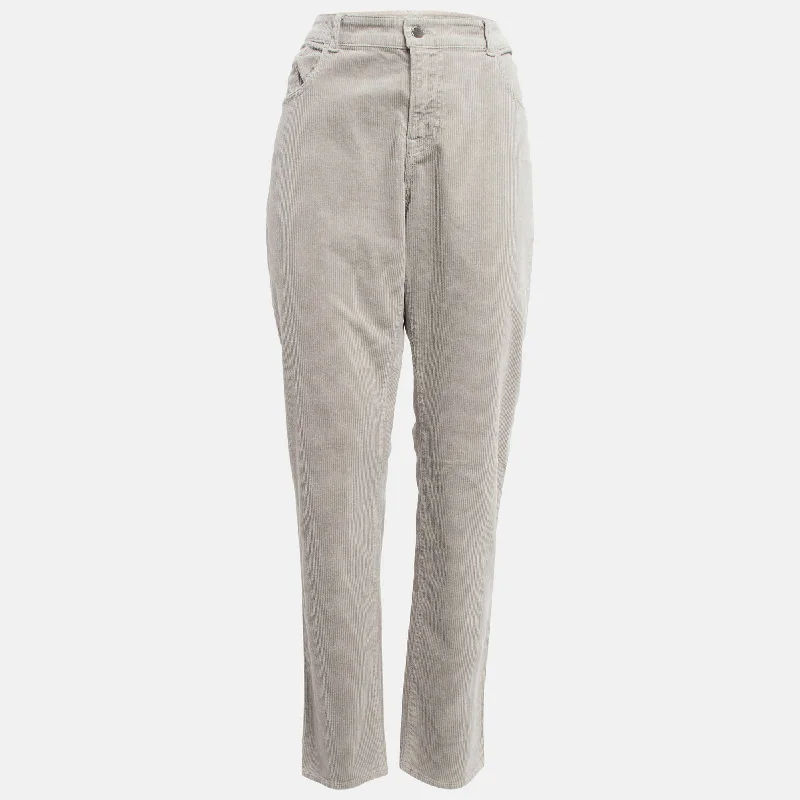 pants with bronze trim -pants with bronze trim -Emporio Armani Beige Corduroy High Rise Skinny Jeans