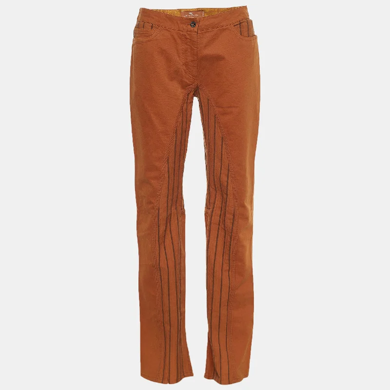 pants women twilight sage -pants women twilight sage -Etro Brown Stripe Paneled Cotton Pants