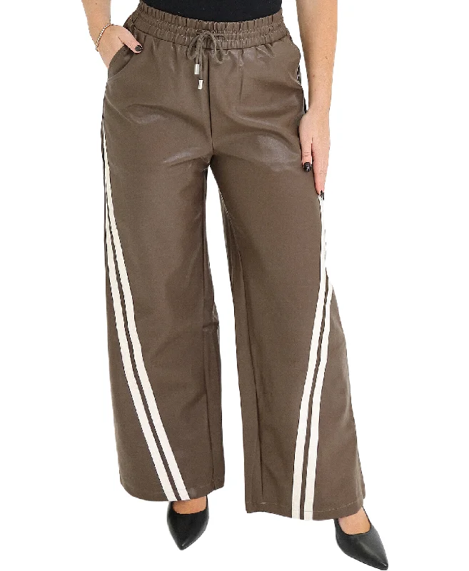 sienna pants earthy hue -sienna pants earthy hue -Faux Leather Pants w/ Stripes